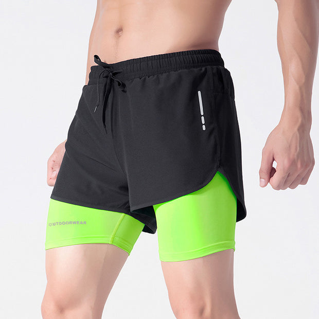 Men's Drawstring Sports Shorts Double
