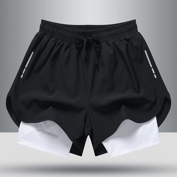 Men's Drawstring Sports Shorts Double