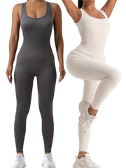2 Pack Women's Ribbed Solid Color One-Piece Jumpsui