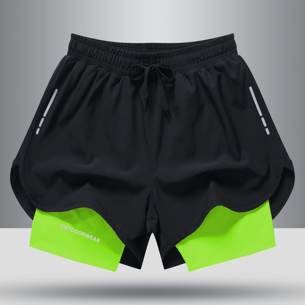 Men's Drawstring Sports Shorts Double